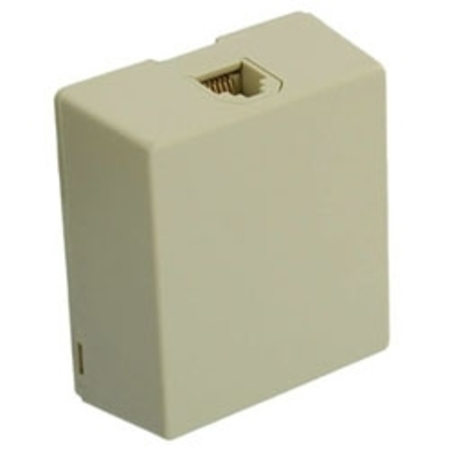 LEVITON 1-Port Surface Mount Loaded, 6W6P Screw Type 625A2, With Cover Ivory 105648